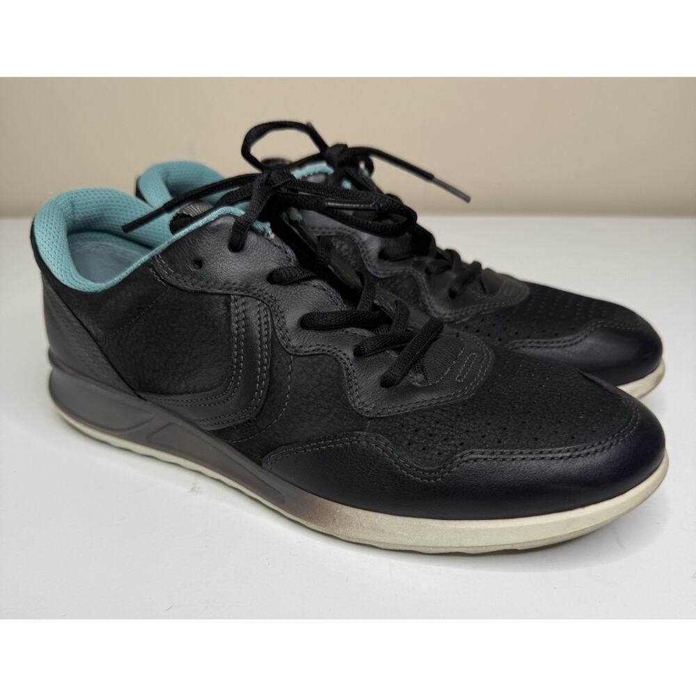 Ecco Genna Fashion Sneaker Womens EU 40 US 9 Black Leather Suede Lace Up Low